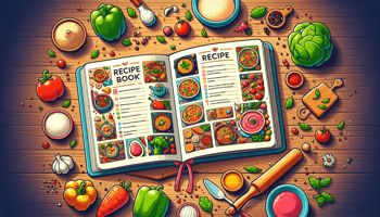 Recipe book in flat illustration style